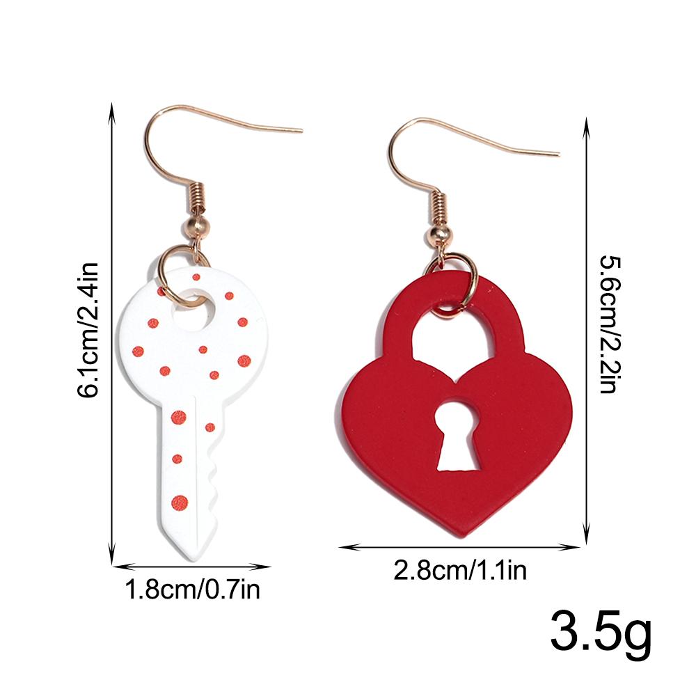 New Valentine's Day Sweet Acrylic Earring for Women Girls Creative Lock Key Heart Drop Earrings 2026 Fashion Jewelry Gifts