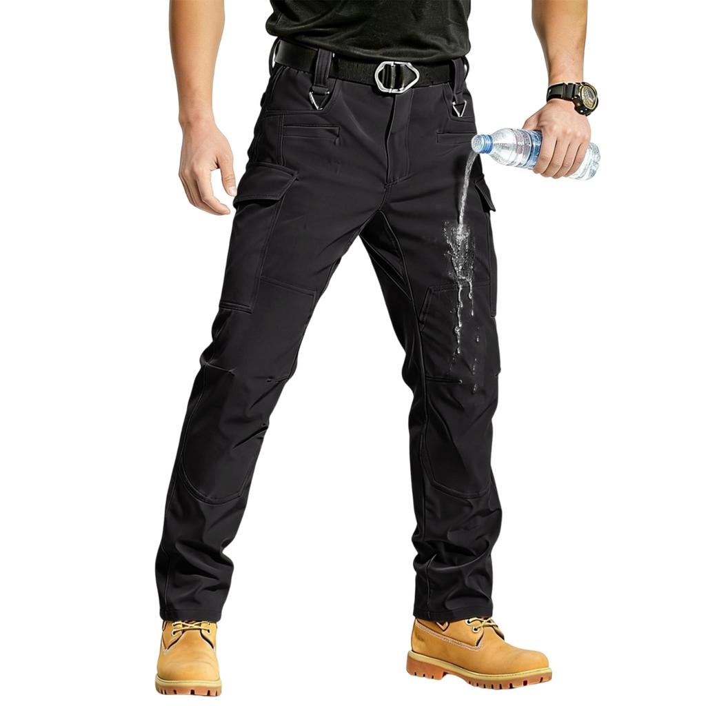 Men Cargo Pants Multi Pocket Outdoor Straight Fit Durable Utility Trousers with Belt Loop Zipper Closure