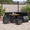 Set of Garden Sofas with Cushions 8 Pieces Poly Rattan Black Acacia, Garden Dining Set 3 Pieces 3361869
