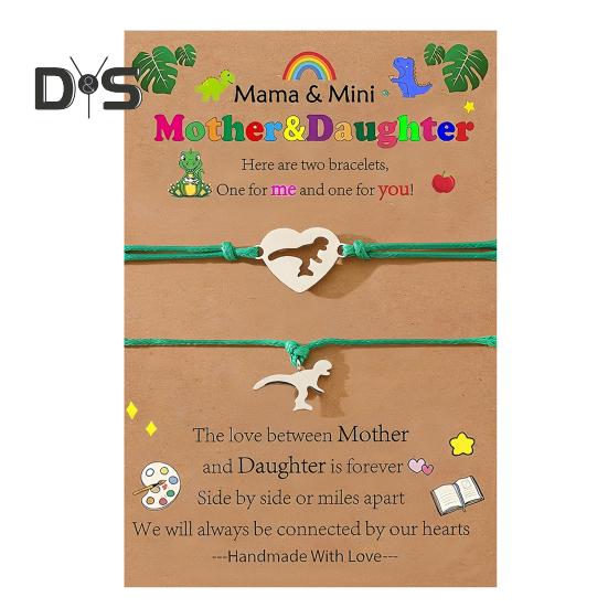 

Браслет на День матери с элементом динозавра, подвески в виде сердца ручной работы, регулируемый размер, женский браслет, значимый подарок D