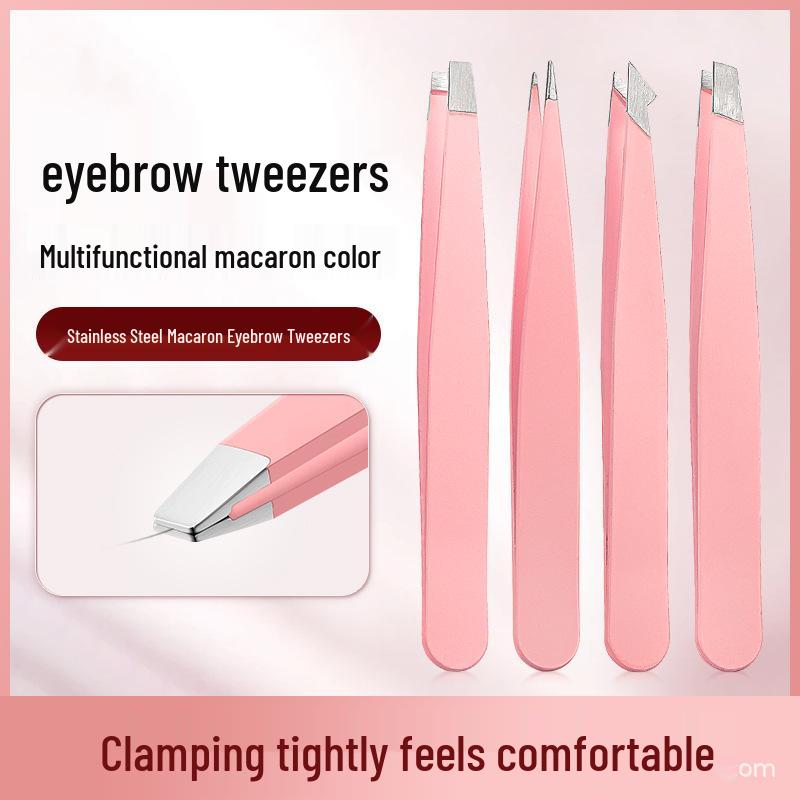 Stainless Steel Eyebrow & Beard Tweezers Set with Double Eyelid Stickers