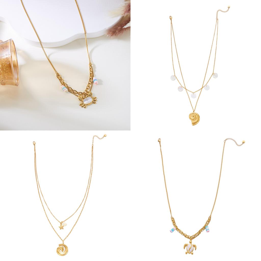 Bohemian Ocean Shell Sun Pendant Necklace For Women Summer Vacation Jewelry