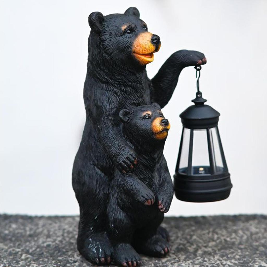 Solar Lights Solar Powered Bear Statue Decorative Lights Resin Figurine Statues Lamps for Garden Decor Lawn Yard Outside Home
