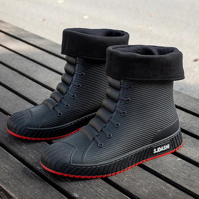 fashion Waterproof Rain Boots for Men Rubber Shoes Fishing Husband Galoshes PVC Ankle Water Boots Man Work Safety Shoes Botas De Lluvia