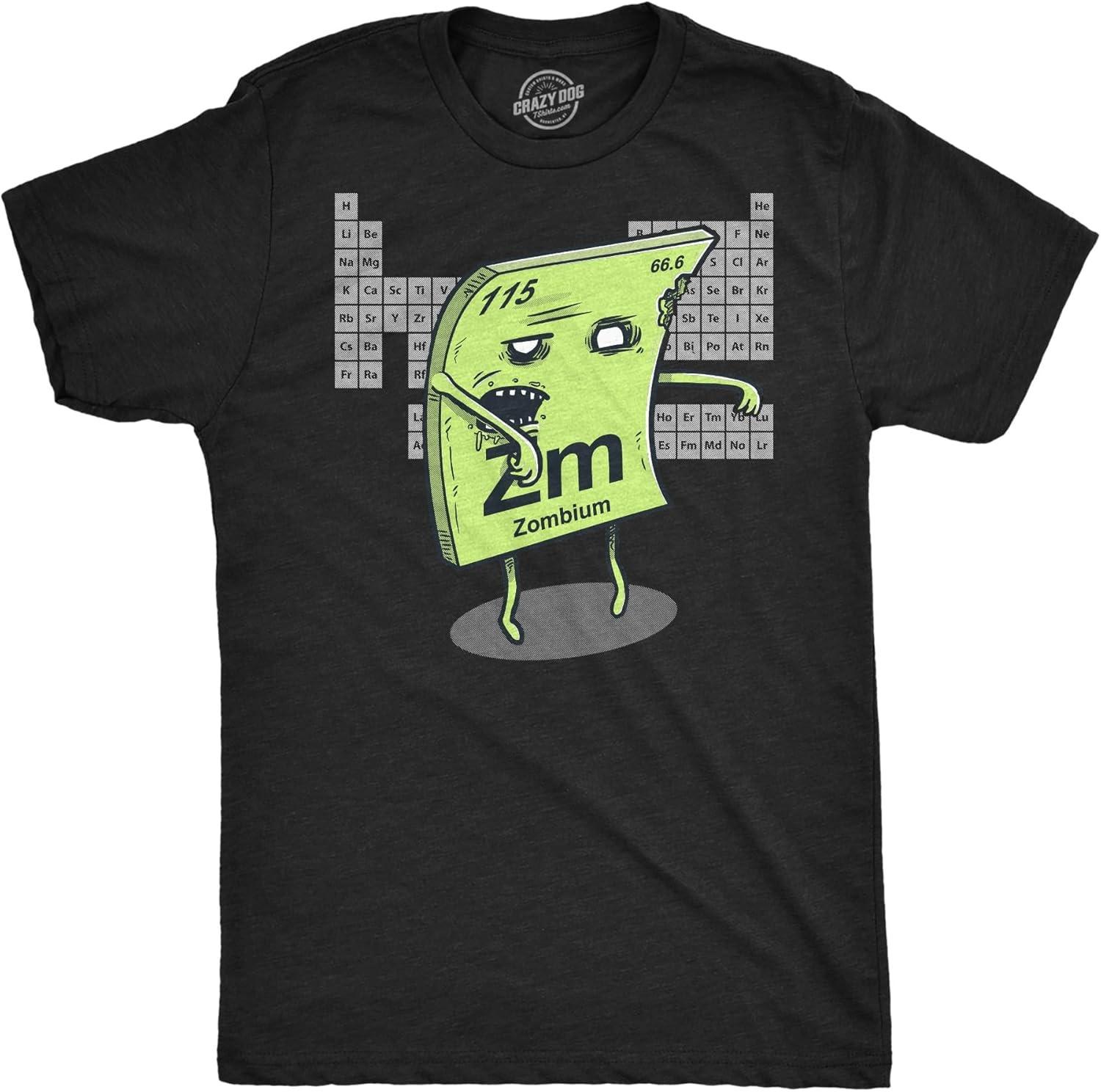 Mens Funny T Shirts Zombium Sarcastic Zombie Graphic Novelty Science Tee for Men XXXXXL чёрный