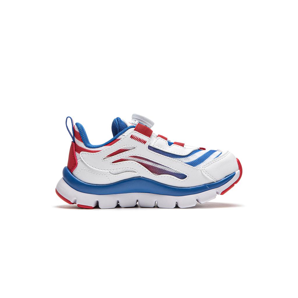 Li Ning Kids Sports Lifestyle Series Synthetic Leather Soft Lightweight Quick Easy On And Off Shock Absorption Rebound Low Top Casual Shoes YKNU090-25