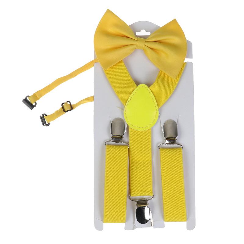 Kids Braces Bow Tie Set, 2.5cm Elastic Adjustable 60cm Y-Back Clip-on Suspenders, Formal Classic Pre-Tied Bowties for 1-9 Years Olds Boys Girls