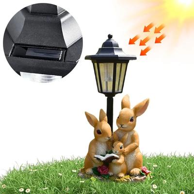 Lampe de jardin solaire hexagonale en forme de famille d'animaux, ornement de cour