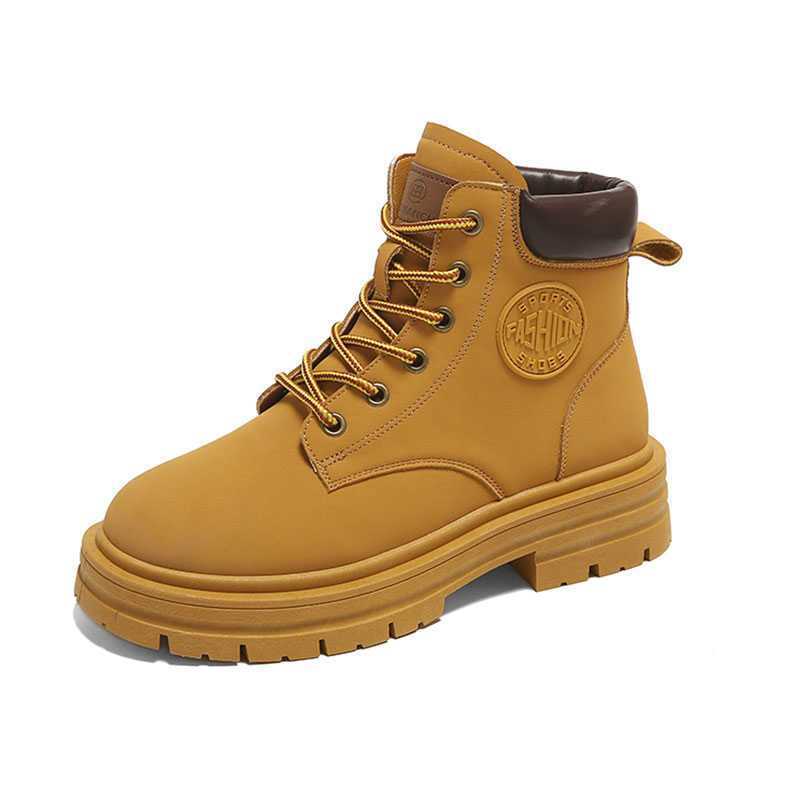 Martin Stiefel Damen Frühling und Herbst 2025 neu Herbst Rhabarber Stiefel Damen ins Britischer Stil kurze Stiefel dicksohlige Frühling und Herbst