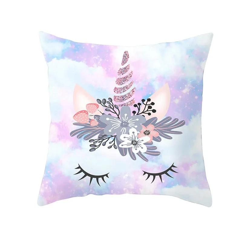 40/45/50cm Cartoon Purple Unicorn Series Cushion Cover for Sofa Girls Kids Bedroom Pillowcase Home Decorative Pillow Cover