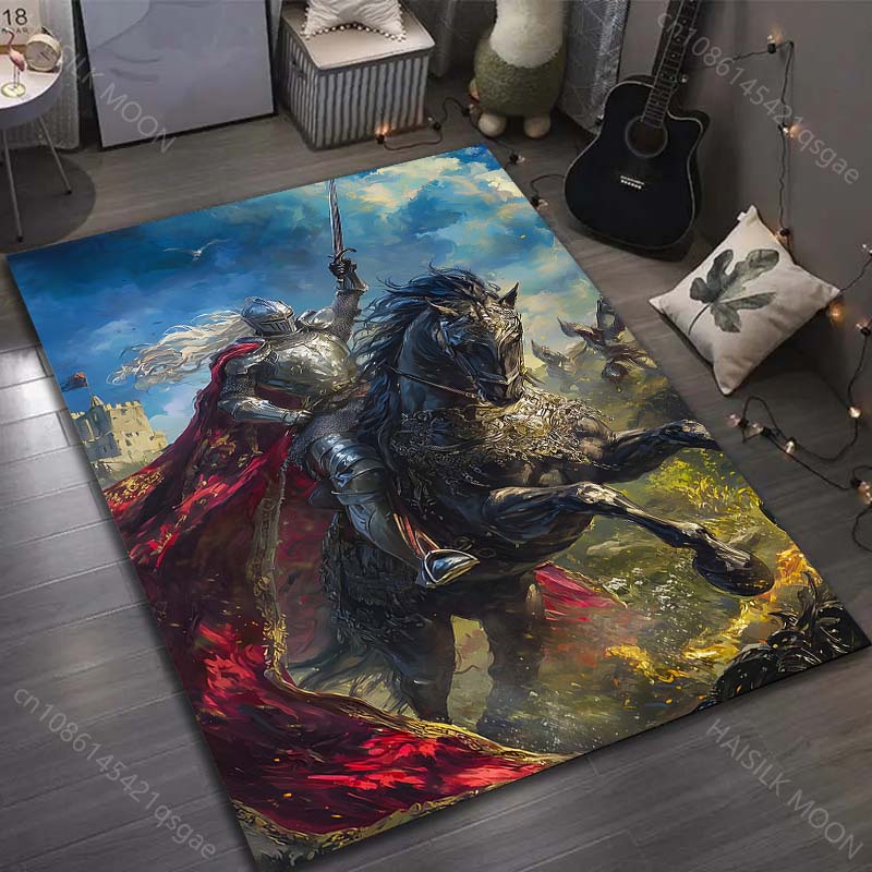 

Multiple sizes Knight, horse, red cape Carpet for Living Room Bedroom Sofa Home Decor Rus Non-slip Floor Mat Luxury Gift 40cm x 60cm