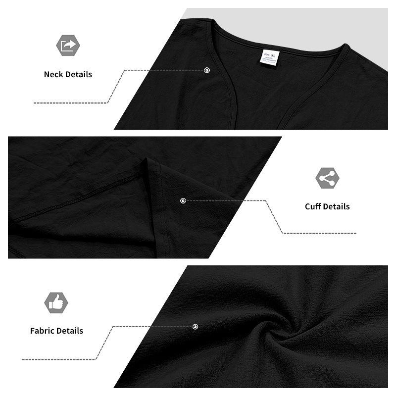 Men's Linen V-Neck Short Sleeve T-Shirt and Shorts Set - Solid Color Beach Casual Wear