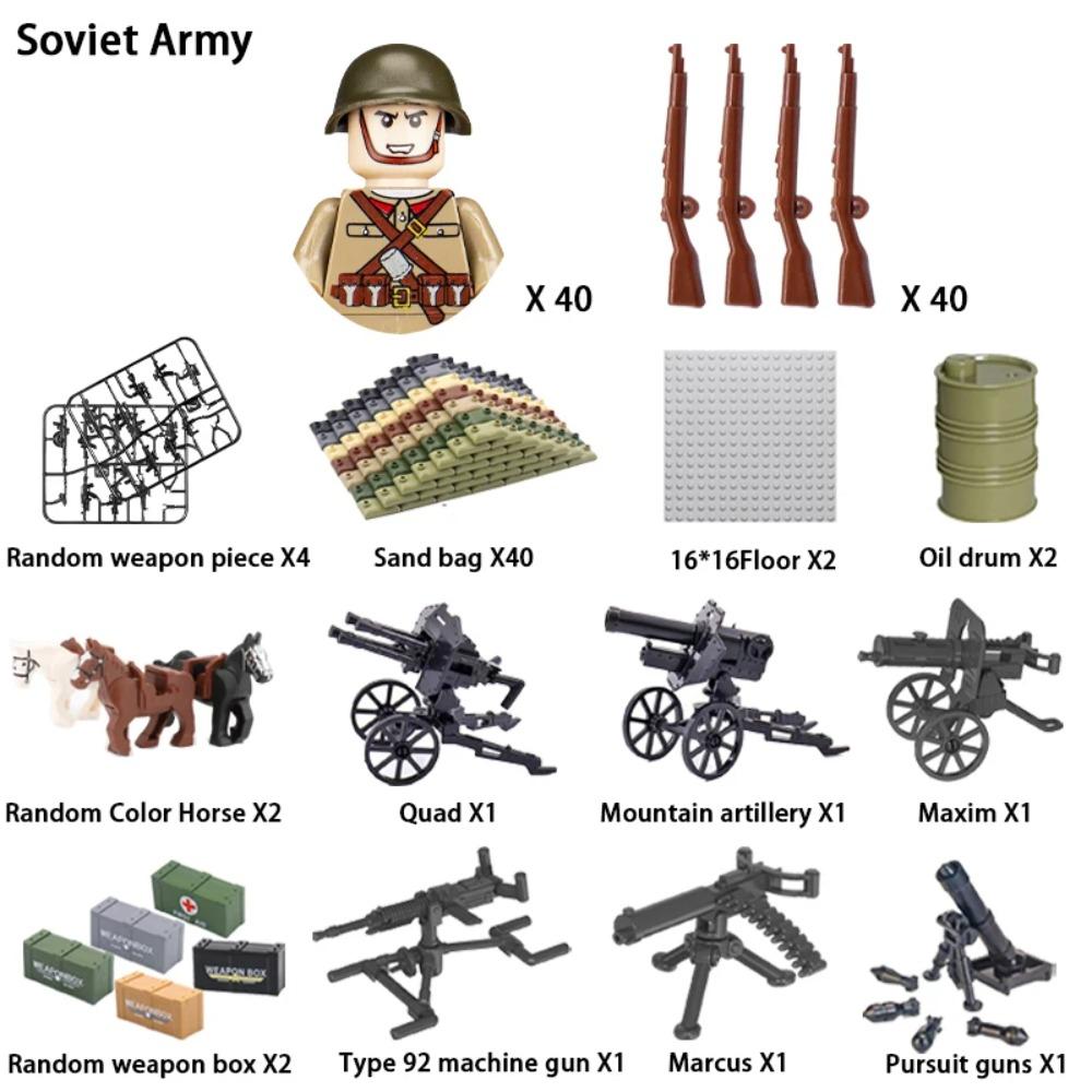 WWII Infantry Military Soldier War National Army Mini Gun Weapon Models Building Blocks Building Blocks Toys for Kids