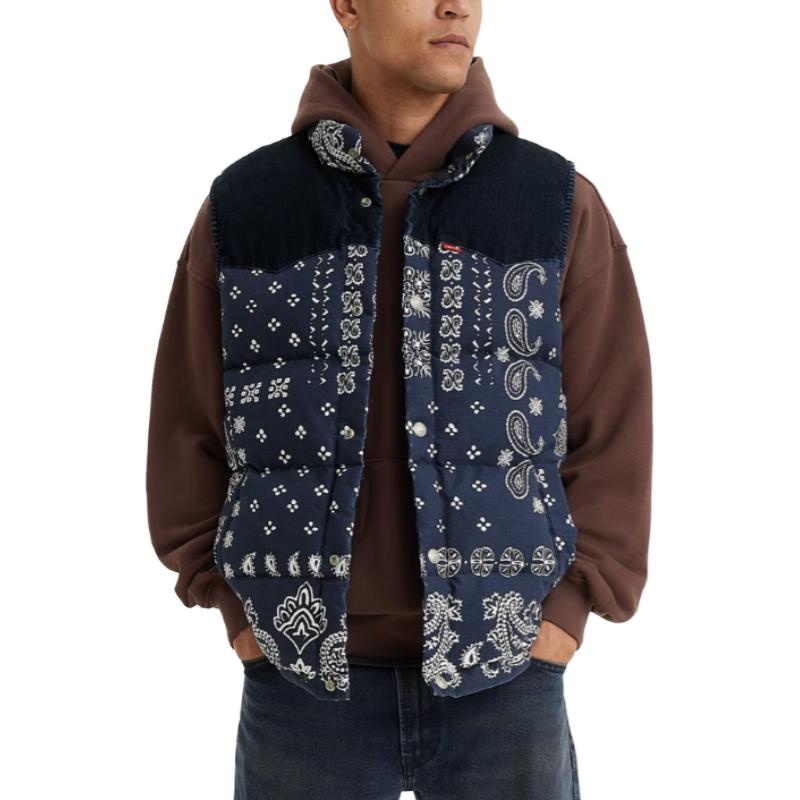 Levi's Vests Men's Navy Blue Stand Collar Moderate Other A5634-0001