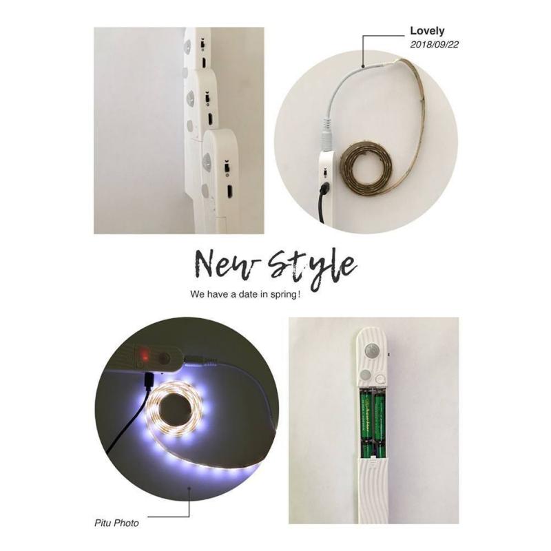LED Strip Light USB 5V Automatic Power Saving Motion Sensor Built In Timer For Living Room Bedroom 1/2/3M