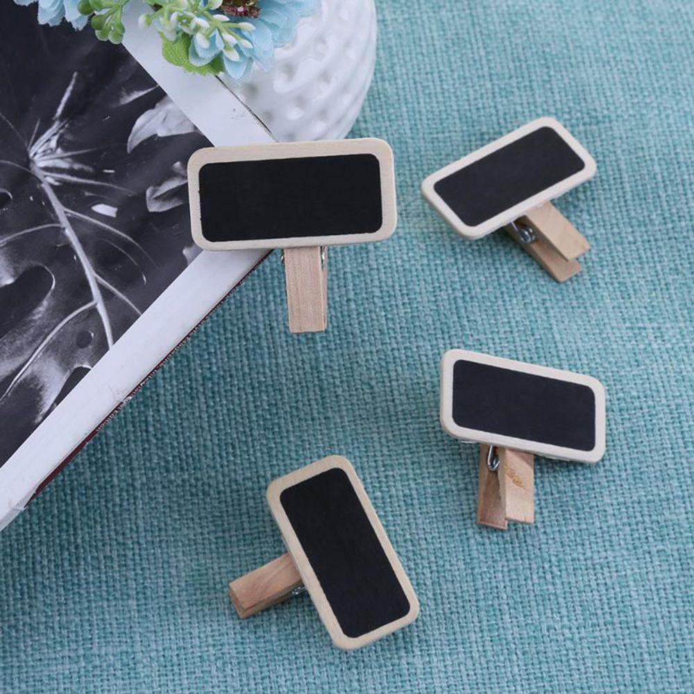 Garden Ornament Price Stand Wooden Memo Mini Blackboard Notice Sign Chalkboard Message Note Clip