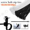 100 Stück Loch-Kabelbinder Wiederverwendbar Befestigungs-Nylon-Kabelbinder Selbstverriegelnde Kabelbinder Bänder Befestigungsschlaufe Büro-Organizer