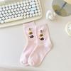 Cartoon Socks Women'S Mid-Tube Socks Trendy Spring And Autumn Cute Preppy Style Bow Polka Dot Puppy Striped Socks