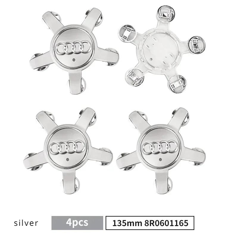 4pcs 135mm 2pvcz A1 A3 A4 A5 A6 A7 Q3 Q5 Q7 TT B5 B6 B7 Car Wheel Center Cap Hub Covers Badge Logo 8R0601165 4F0601165N pvcz2