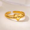 Cute Heart Rings For Women Gold Color Stainless Steel Adjustable Heart Ring Wedding Party Fashion Christmas Jewelry Gift Femme