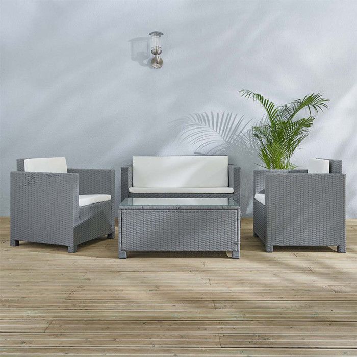 Gray Resin Garden Furniture "Belem" 4 Places Wilsa Garden