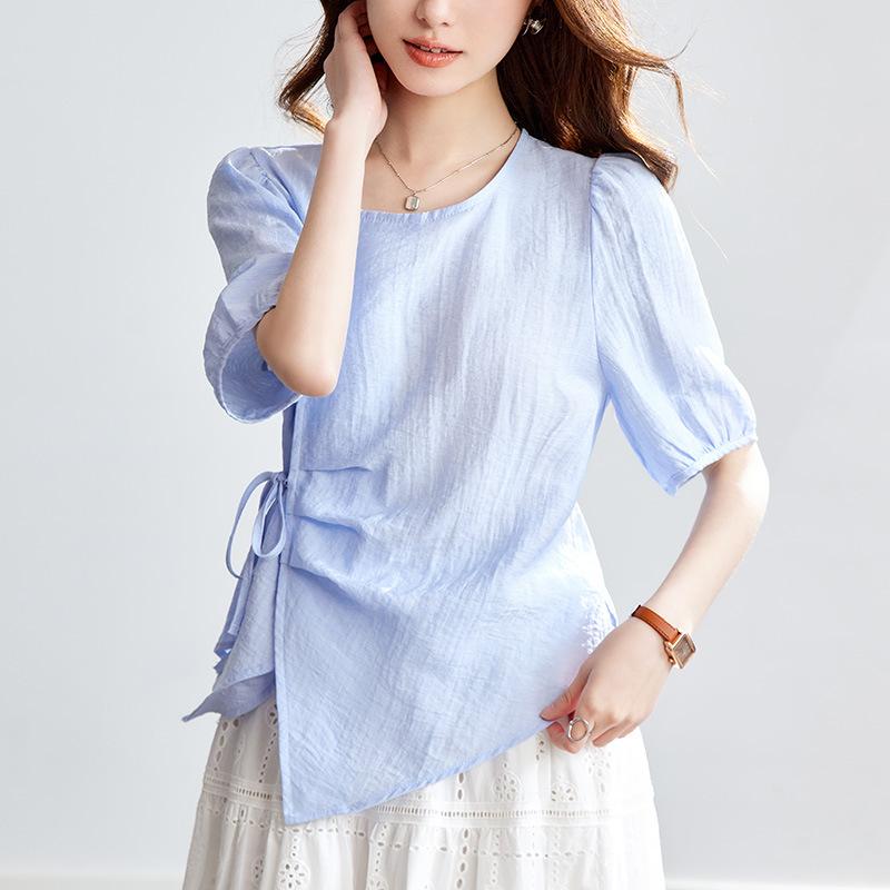 

Short-sleeved Summer New Irregular Design Top New Chinese Shirt M жовтий