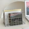 Magazine Holder Book Stand with 3 Vertical Compartments Hollow Design Rustproof Storage Rack Office Desk Organizer