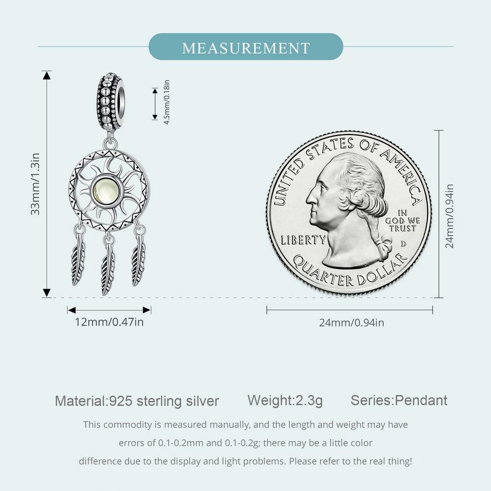 WOSTU 925 Sterling Silber Traumfänger Anhänger Charms Sonnenperlen für Damen Original Armband und Halskette Edler Schmuck