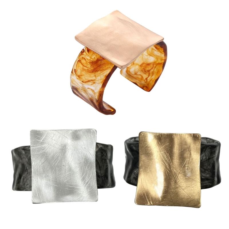 Geometric Brushed Square Metal Bracelet Elegant Bangle Adjustable Wristband Accessories for Modern Fashionable Women