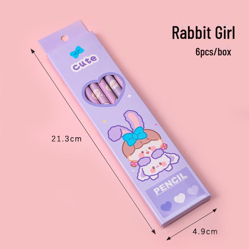 Niedliches Cartoon-HB-Buntstifte-Set (6/Karton) - Ideale Belohnung für Schüler oder Geschenk für Kinder