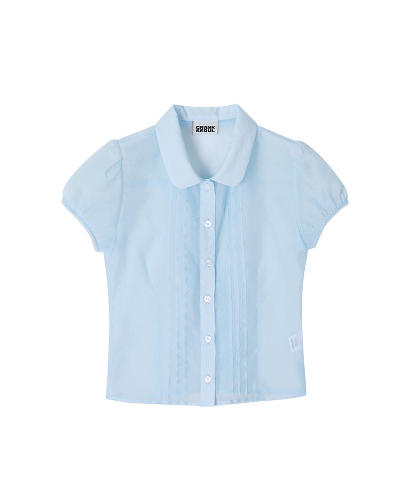 CRANK Sheer Pintuck Blouse_Sky Blue