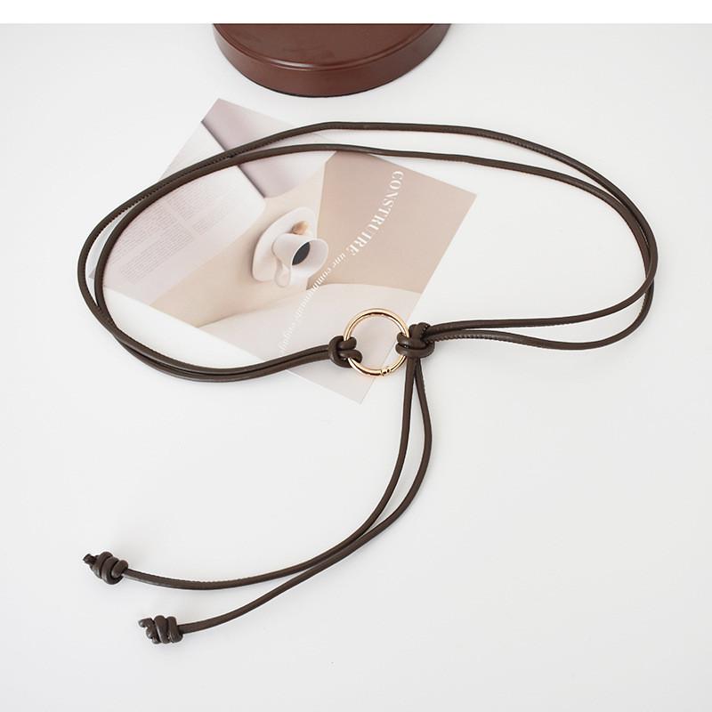 New Summer Women's Pu Leather Thin Belt For Dresses With Decorative Knot Design