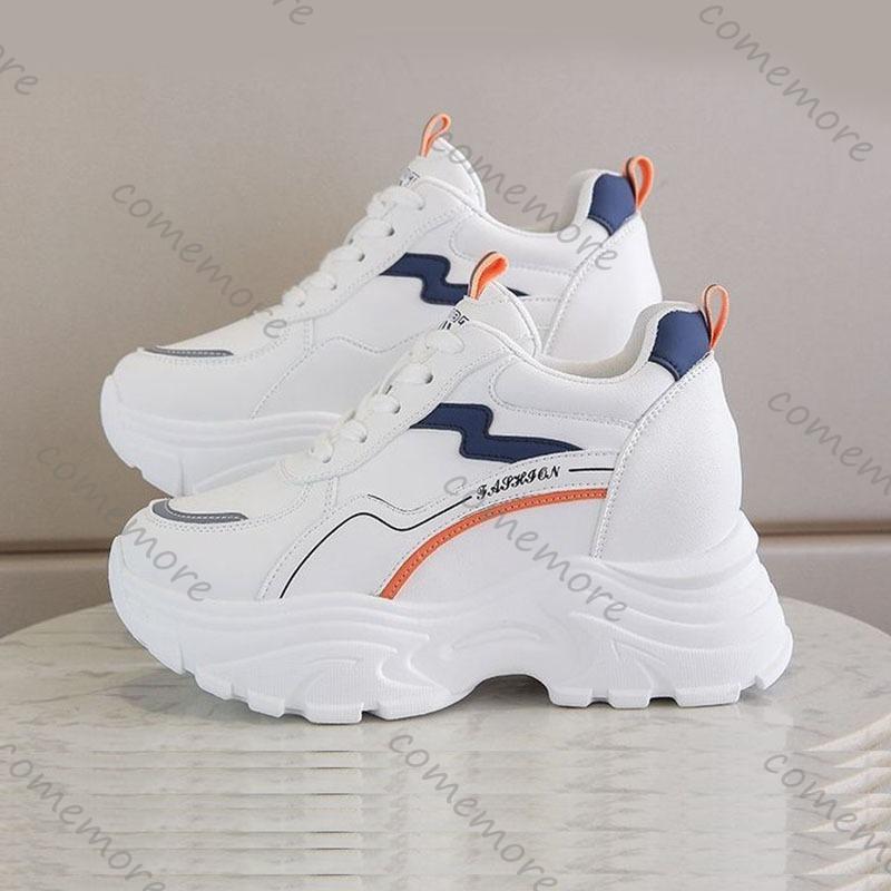 Fashion Comemore Inner Height Casual Women Sneakers Spring Autumn New Thick Bottom White Sports Daddy Shoes 7cm Chunky Heeled Tenis Shoe