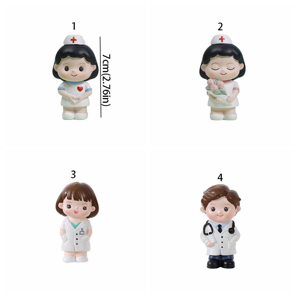 Handmade White Nurse Figurine Cartoon Nurse Baking Ornaments Funny Doctor Model  Desk