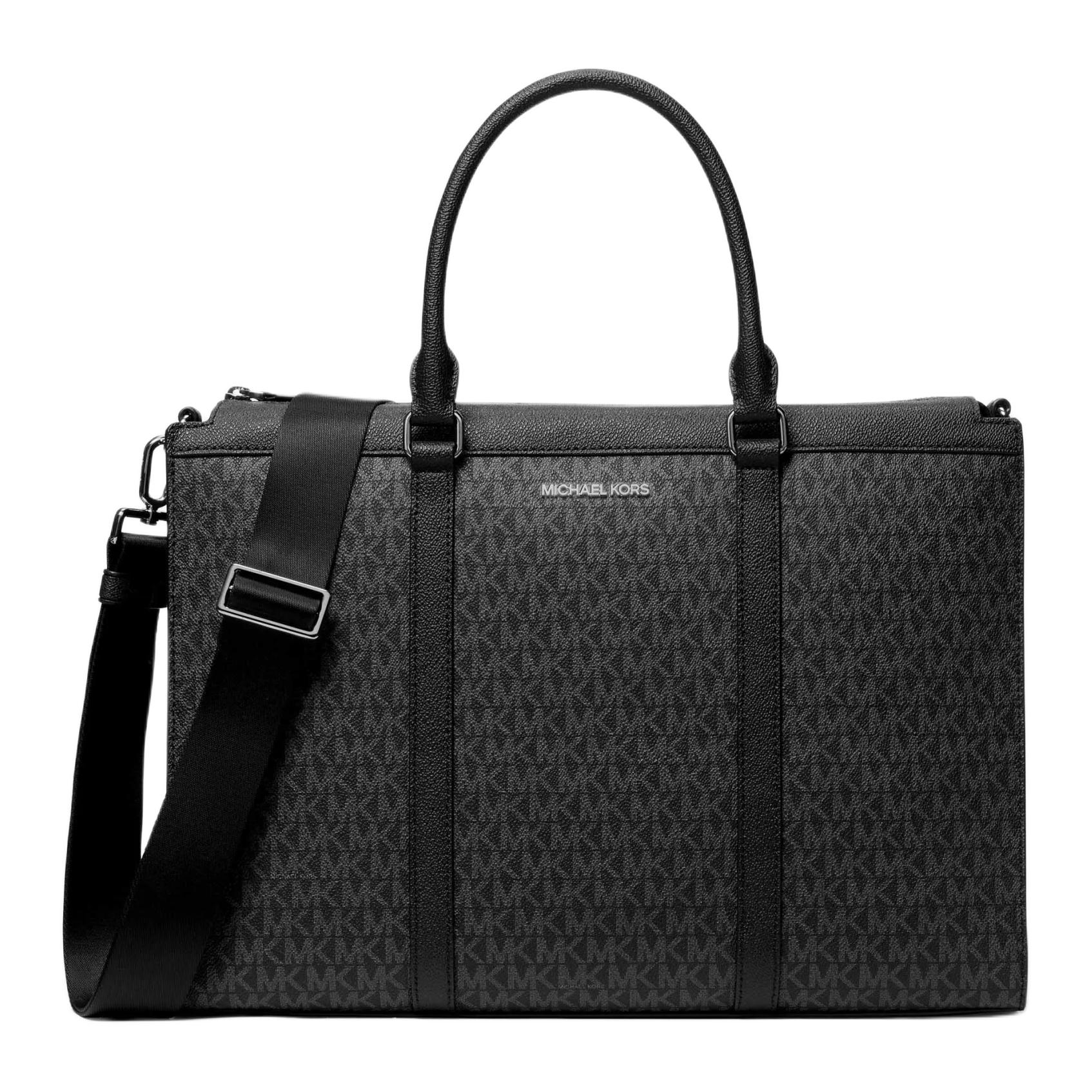 

Michael Kors Mk Cooper Signature Logo Faux Leather Briefcase Men Briefcase Black 37S5LCOA3B-BLACK Basic Set (Bag+Dust Bag)