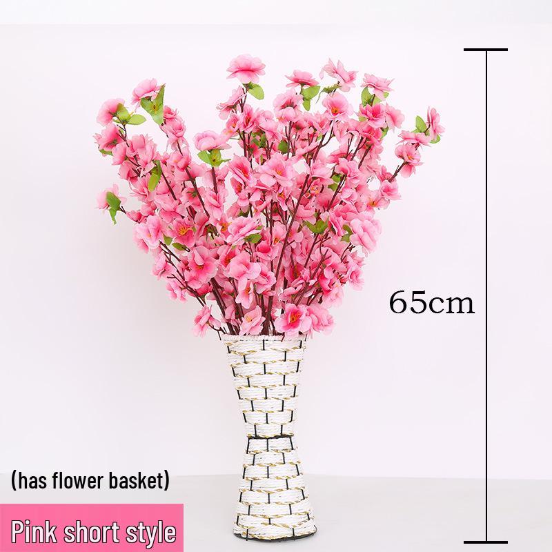 Silk Peach, Plum, and Cherry Blossom Arrangement – Indoor Floor Decoration
