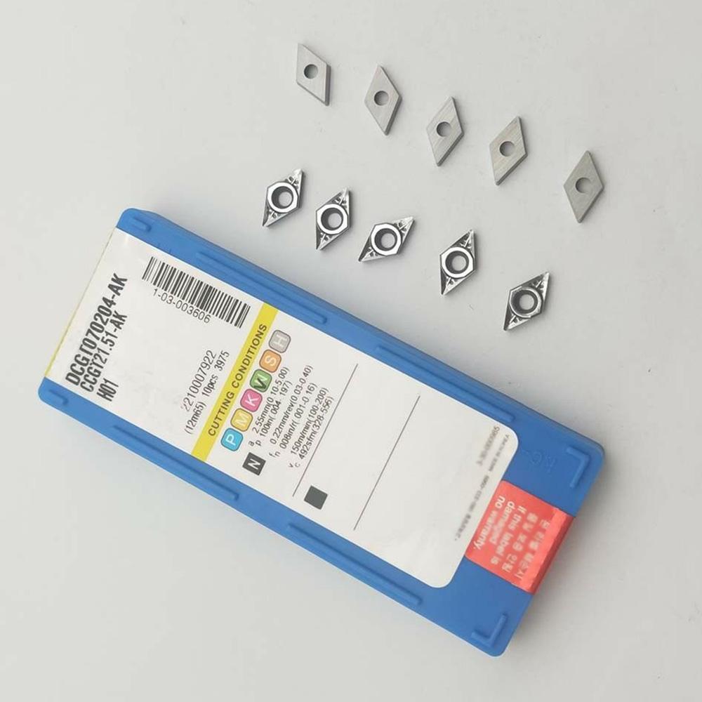 10Pcs Blade Inserts DCGT070204 AK H01 DCGT21.51-AK H01 Aluminum Carbide