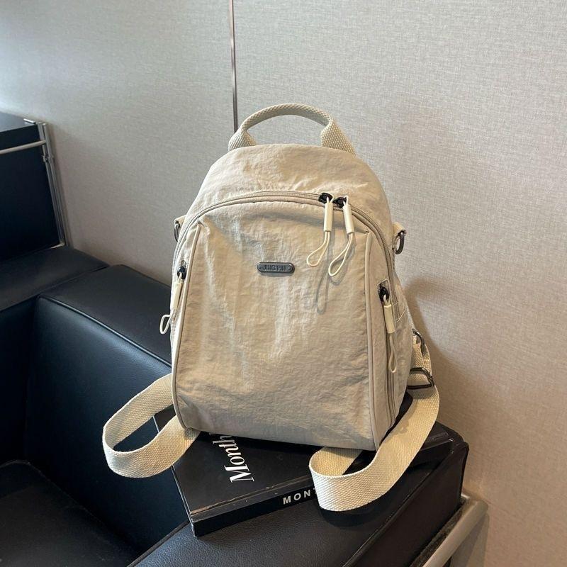 Multi Functional Nylon Mini Backpack, Casual Convertible Crossbody Sling Travel Bag for Women Multi-Pocket Daily Outdoor Daypack бежевый