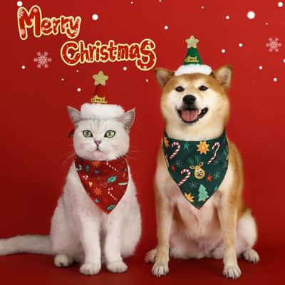 1pc Cute Puppy and Kitten Dress-up Accessories, Christmas Decorative Triangle Scarf, Pet Holiday Scarf, Christmas Gift for Pets