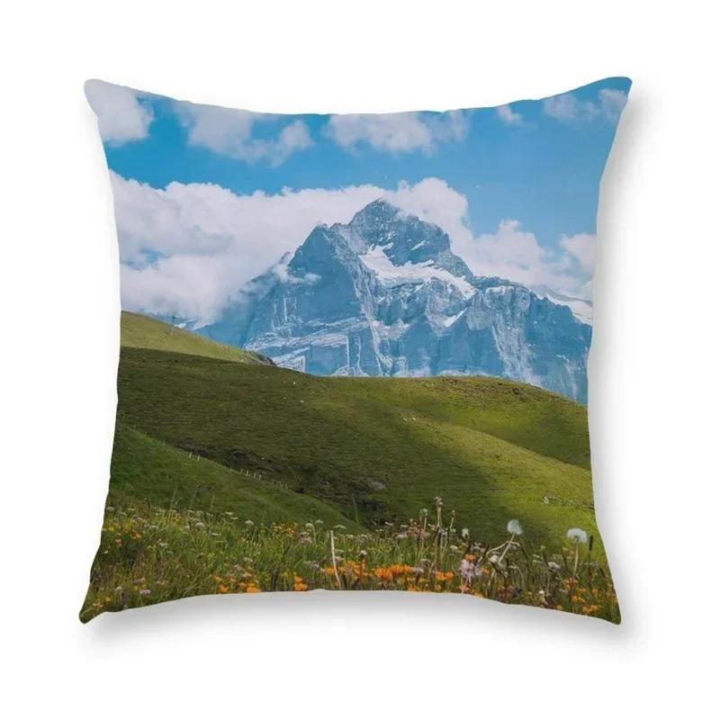 Blue Sky Grassland Square Cushion Cover Soft Pillow Case Bedroom Sofa Car Chair Home Decorative Pillowcases 45X45Cm