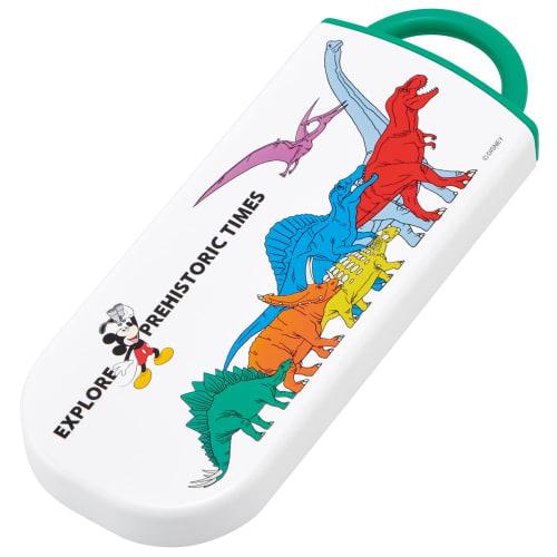 Skater Lunch Box Trio Set Chopsticks Spoon Fork Disney Mickey Mouse Friends Dinosaur for Children Antibacterial Treatment Easy To Open Sliding Type Ma