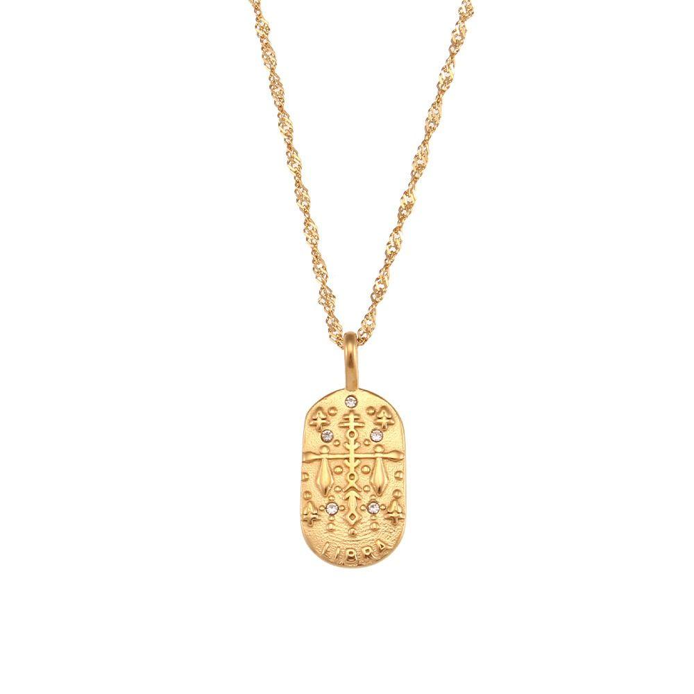 Personality Square Pendant Embossment Pendant Necklace Hypoallergenic Daily Jewelry  Women