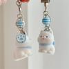 Cute Sweet Flocked Puppy Samoyed Dog Phone Chain Lanyard Ccd Camera Charm Accessories Girly Keychain Pendant Bag Ornaments Gifts