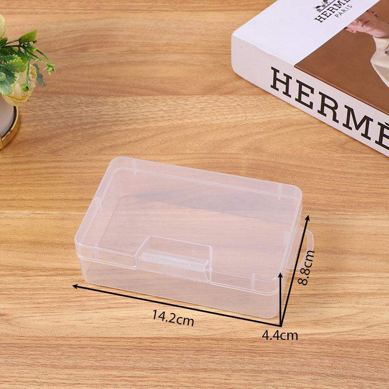 Clear Plastic Lidded Storage Box Set with Hook - Large, Medium, Small Desktop Organizer for Hardware and Accessories