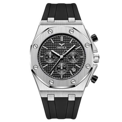 RORIOS Quartz Watch with Date Luminous Perfect for Work or Christmas Silver Black Men's Display, Display, Lightweight, Multi-Function, Waterproof,