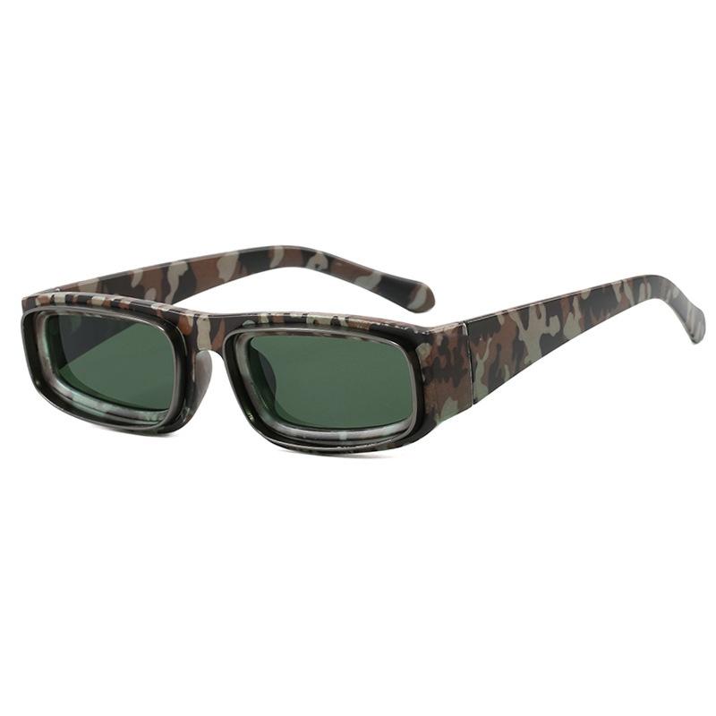 New Retro Narrow Frame Rectangular Women Sunglasses Personality Brand Leopard Camouflage Design Outdoor Men Glasses Uv400