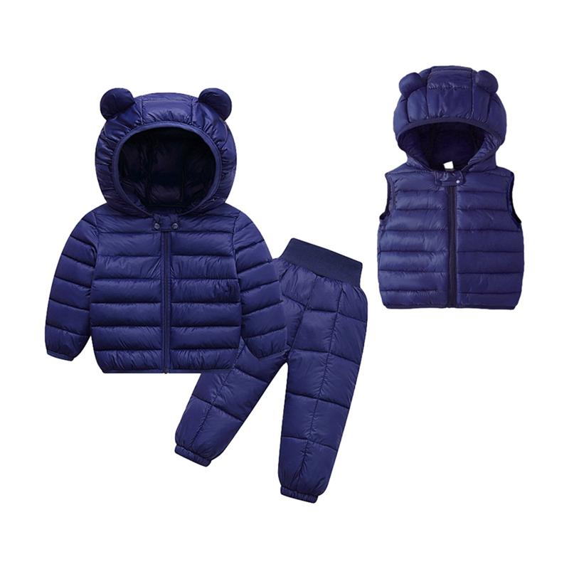 Toddler Baby Autumn Winter Clothes Set Hooded Coat and Vest and Pants