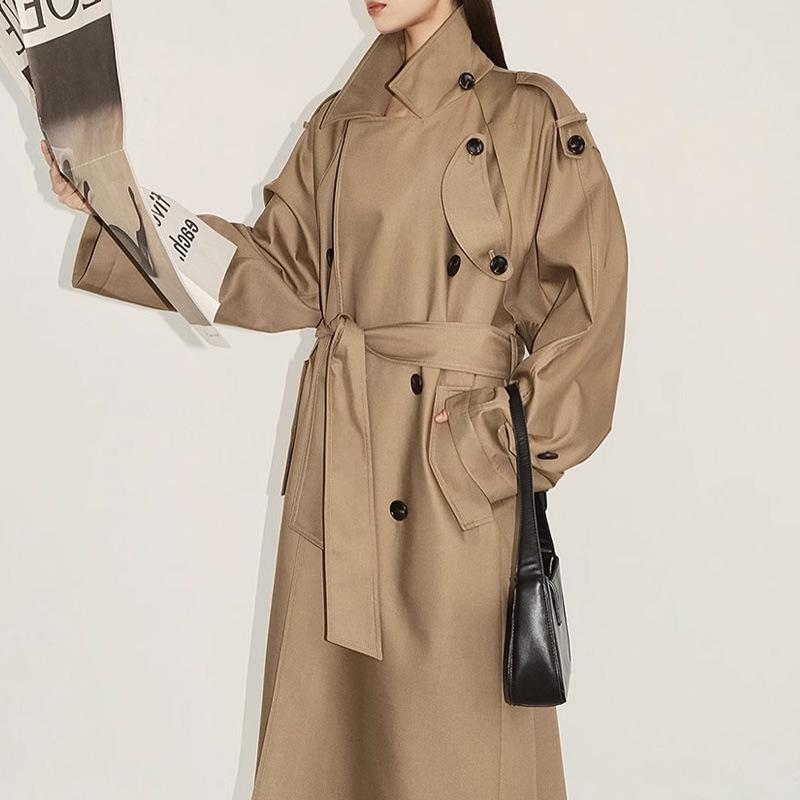 Parisian Dream Double-Breasted Trench Coat with Large Lapel - Women's 2025 Autumn Collection