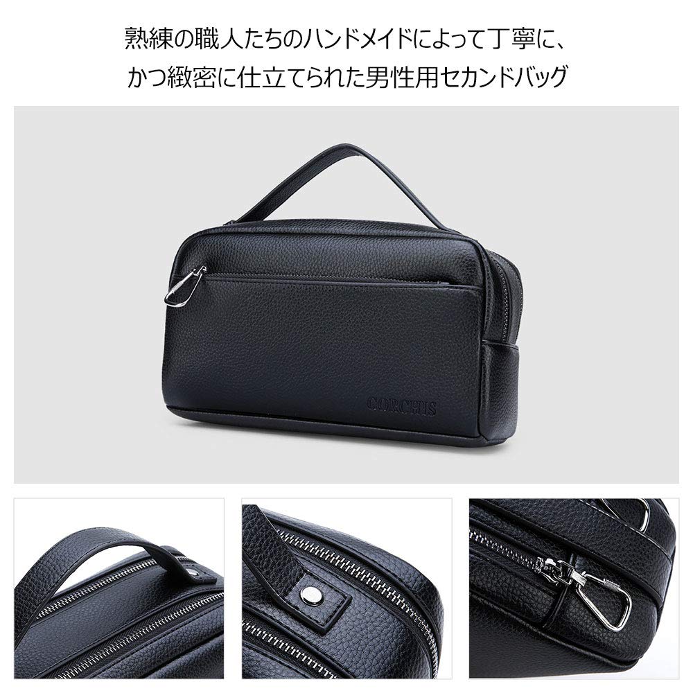 handle leather mini second bag for clutch 6 card coin bag for brown [Whatna] 2-way men, bag, box-shaped, slots, pocket, casual, formal, wedding, men,