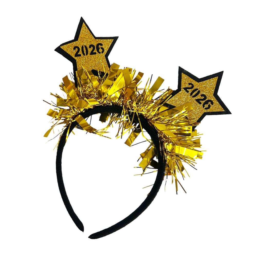 Glitters Tinsel Headbands Happy New Year 2026 Star Shape Practical Comfortable For Festival Event And Gatherings